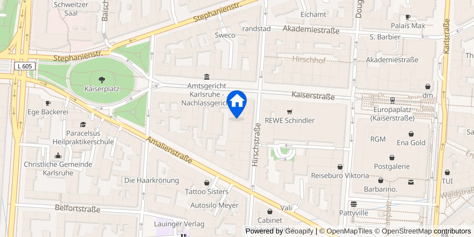 Standort von Cosmetic Center Karlsruhe